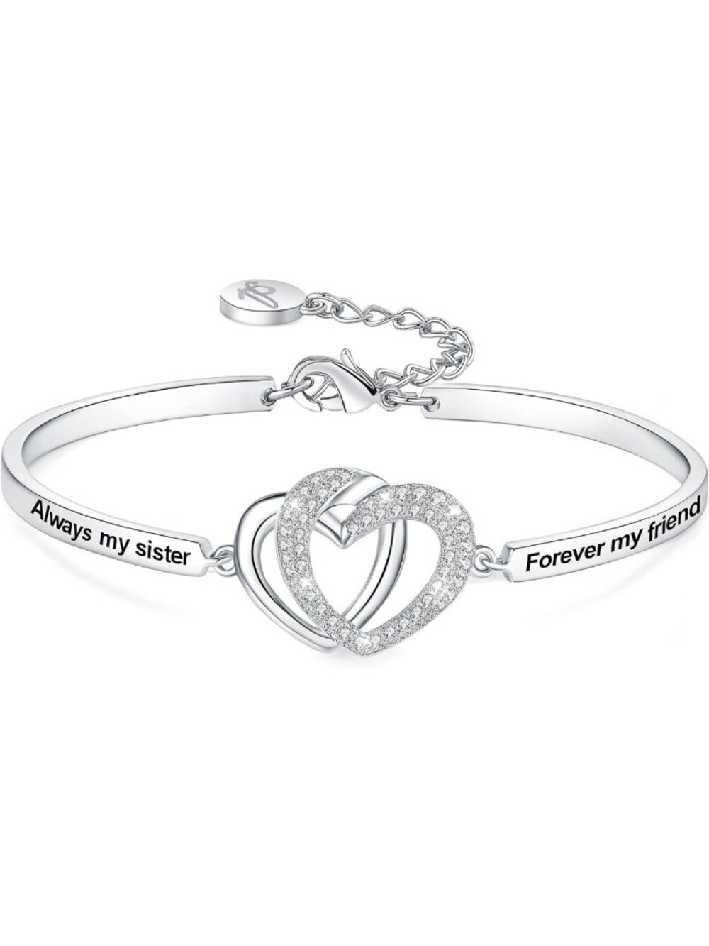 Badass Sister Gifts: Forever My Friend Bangle Bracelet, Heartfelt Jewelry for